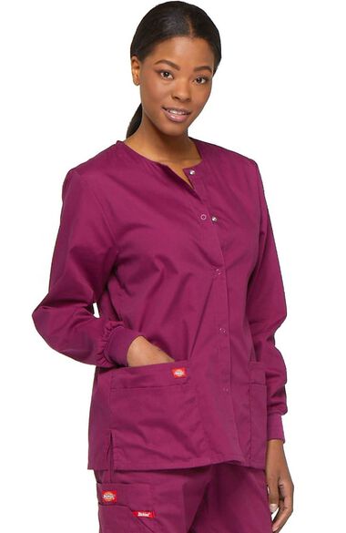 Women's Snap Front Scrub Jacket, , large