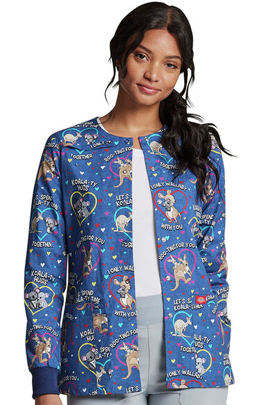 Clearance Women's Roo-Ting For You Print Scrub Jacket, , large