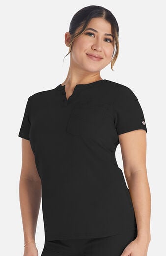 Women's Round Neck Henley Scrub Top Women's Round Neck Henley Scrub Top