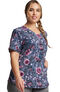 Clearance Women's V-Neck Florget About It Print Scrub Top, , large