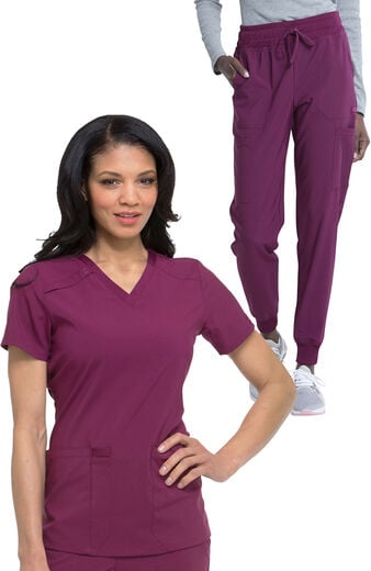 Women's Scrub Set: 2-Pocket Utility V-Neck Top & Mid Rise Cargo Jogger Pant Women's Scrub Set: 2-Pocket Utility V-Neck Top & Mid Rise Cargo Jogger Pant