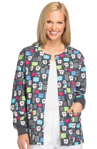 Clearance EDS Signature by Dickies Women's Snap Front Dental Print Scrub Jacket