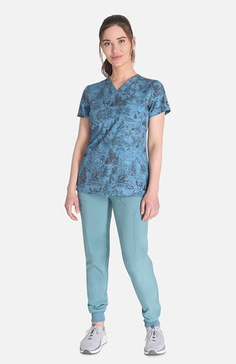 Women's Rustic Toile Print Scrub Top Women's Rustic Toile Print Scrub Top