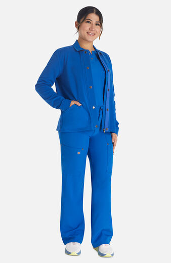 Women's Zip Front Fleece Scrub Jacket