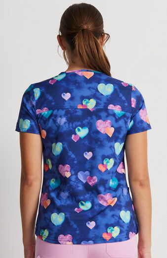 Clearance EDS Signature by Dickies Women's Hippie Hearts Print Scrub Top