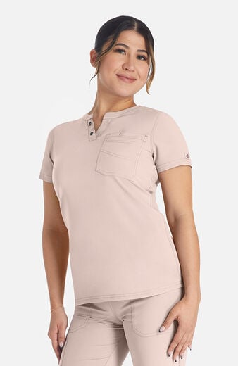 Women's Round Neck Henley Scrub Top Women's Round Neck Henley Scrub Top