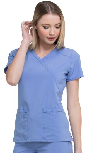 EDS Essentials by Dickies Women's Mock Wrap Solid Scrub Top