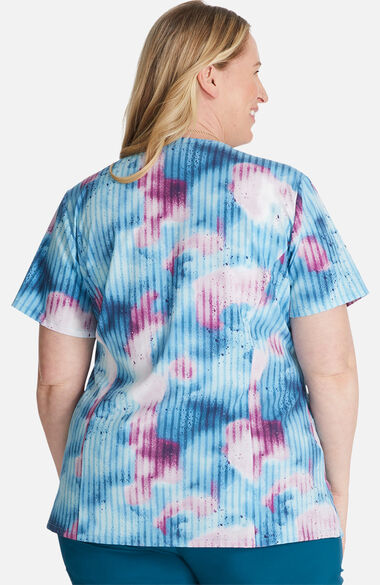 Women's Splatter Stripes Print Scrub Top, , large
