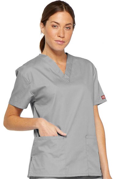 Clearance Women's V-Neck Solid Scrub Top, , large