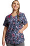 Clearance Women's V-Neck Florget About It Print Scrub Top, , large