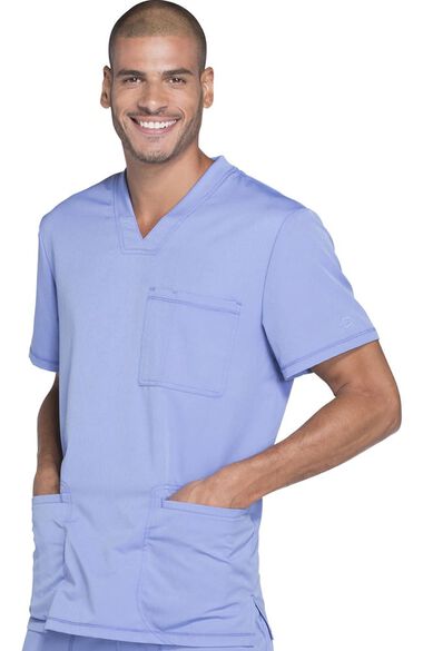 Clearance Men's Connected V-Neck Solid Scrub Top, , large