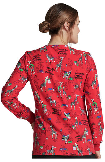 Clearance EDS Signature by Dickies Women's Wish Zoo A Merry Christmas Print Scrub Jacket