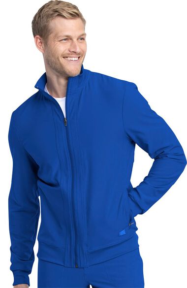 Clearance Men's Warm Up Solid Scrub Jacket, , large