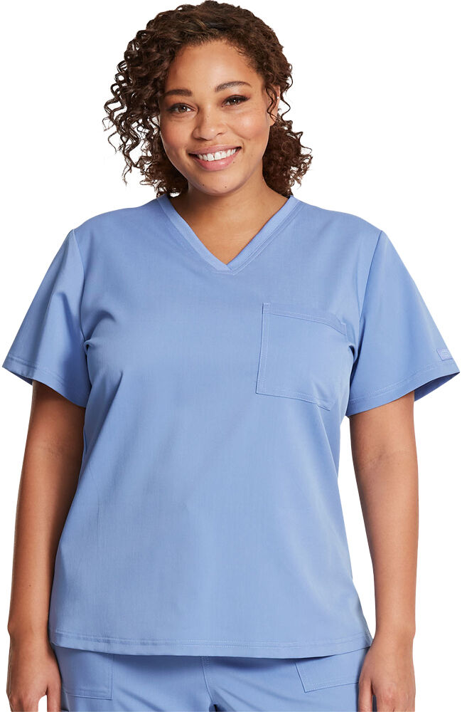 Clearance Balance by Dickies Women s Knit Trim Solid Scrub Top
