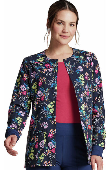 Clearance Women's Floral Breeze Print Scrub Jacket, , large
