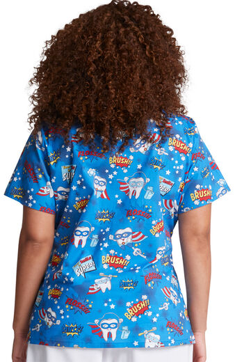 Clearance EDS Essentials by Dickies Women's Super Smile Print Scrub Top