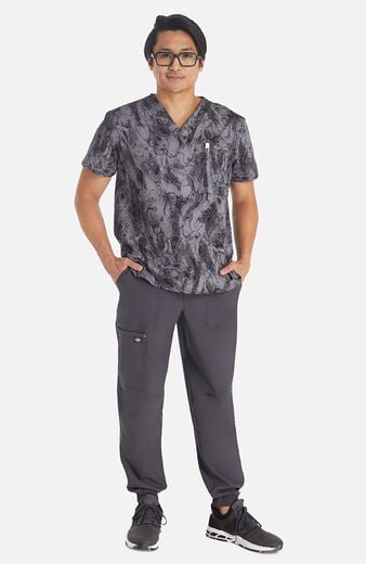 Men's Tonal Topography Print Scrub Top Men's Tonal Topography Print Scrub Top
