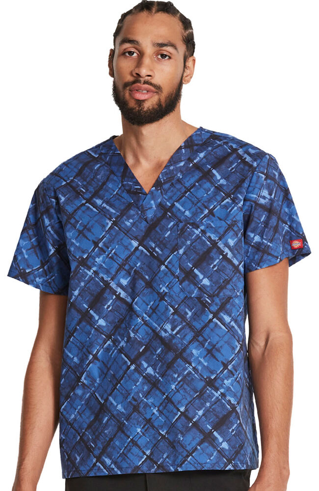 Plaid scrub clearance top