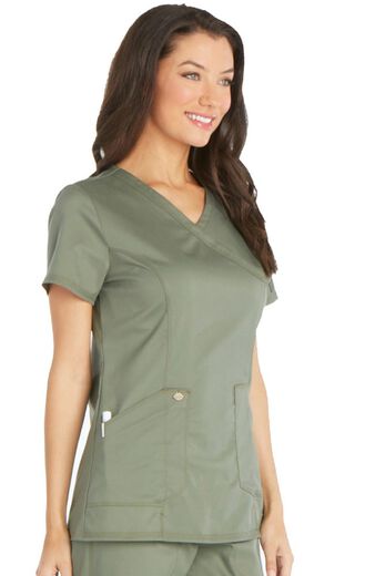 Clearance Essence by Dickies Women's Mock Wrap Solid Scrub Top