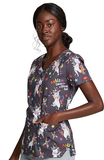 Clearance EDS Essentials by Dickies Women's A Different Beat Print Scrub Top
