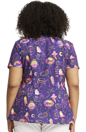 Clearance EDS Signature by Dickies Women's V-Neck Hanging With My Boo Print Scrub Top