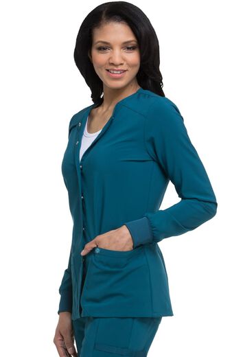EDS Essentials by Dickies Women's Snap Front Warm-Up Solid Scrub Jacket