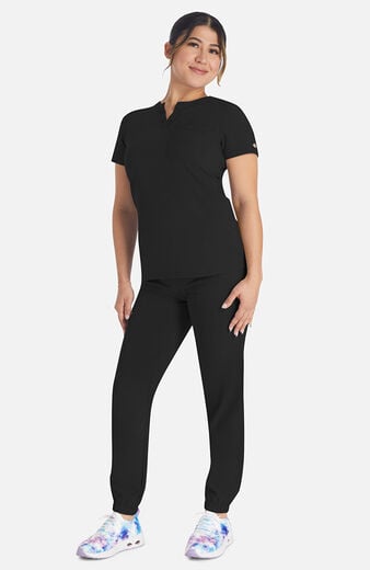 Women's Round Neck Henley Scrub Top Women's Round Neck Henley Scrub Top