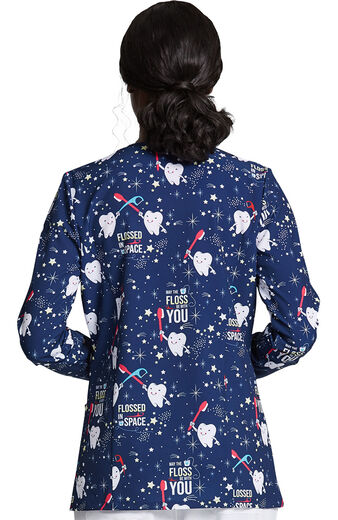 Clearance EDS Signature by Dickies Women's Snap Front Flossed In Space Print Scrub Jacket