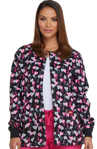 Clearance EDS Signature by Dickies Women's Snap Front Heart Print Scrub Jacket