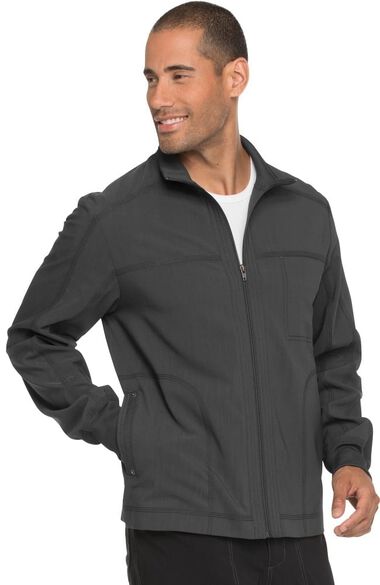 Clearance Men's Zip Front Solid Scrub Jacket, , large