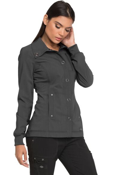 Clearance Women's Snap Front Solid Scrub Jacket, , large