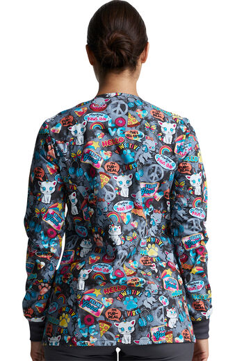 Clearance EDS Essentials by Dickies Women's Pawsitive Vibes Print Scrub Jacket