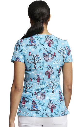 Clearance EDS Signature by Dickies Women's V-Neck Winter Vibes Print Scrub Top