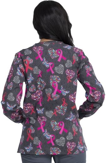 Clearance EDS Signature by Dickies Women's Snap Front Speck-Tacular Love Print Scrub Jacket