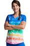 Clearance Women's Rainbow Stripes Print Scrub Top, , large