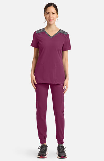 Women's Space Dye Panel V-Neck Scrub Top Women's Space Dye Panel V-Neck Scrub Top