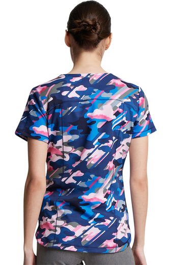 Clearance Dynamix by Dickies Women's V-Neck Camo In Line Print Scrub Top