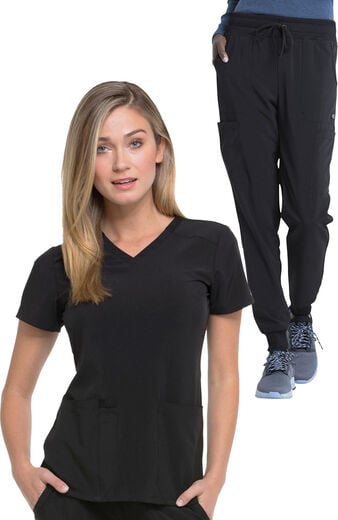 Women's Scrub Set: 2-Pocket Utility V-Neck Top & Mid Rise Cargo Jogger Pant Women's Scrub Set: 2-Pocket Utility V-Neck Top & Mid Rise Cargo Jogger Pant