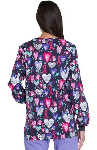 Clearance EDS Essentials by Dickies Women's Snap Front Heart Print Scrub Jacket