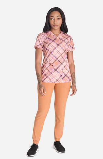 Women's Paint By Plaid Print Scrub Top Women's Paint By Plaid Print Scrub Top