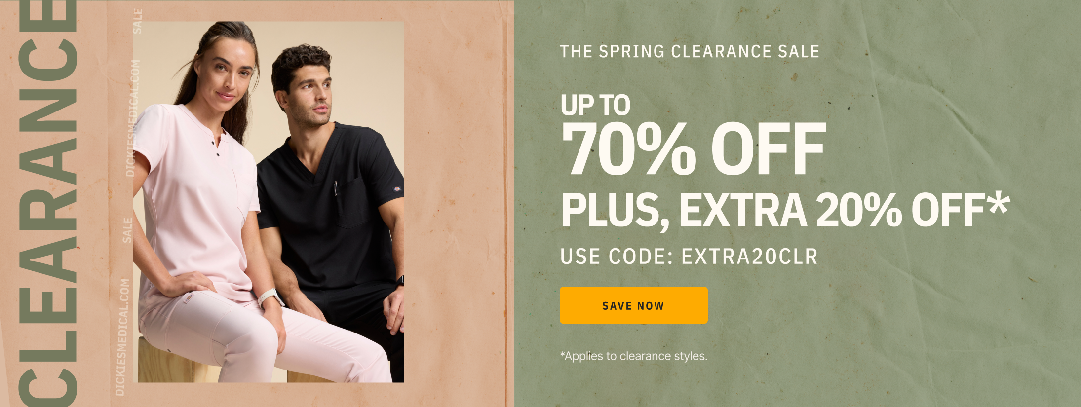 The Spring ClearanceSale up to 70% off. Plus, extra 20% Off* Use code: EXTRA20CLR  Save Now *Applies to clearance styles.
