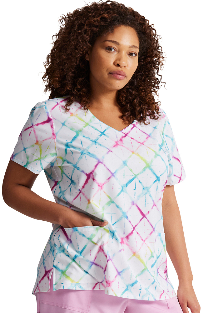 Clearance EDS Signature by Dickies Women's Groovy Grid Print Scrub Top ...